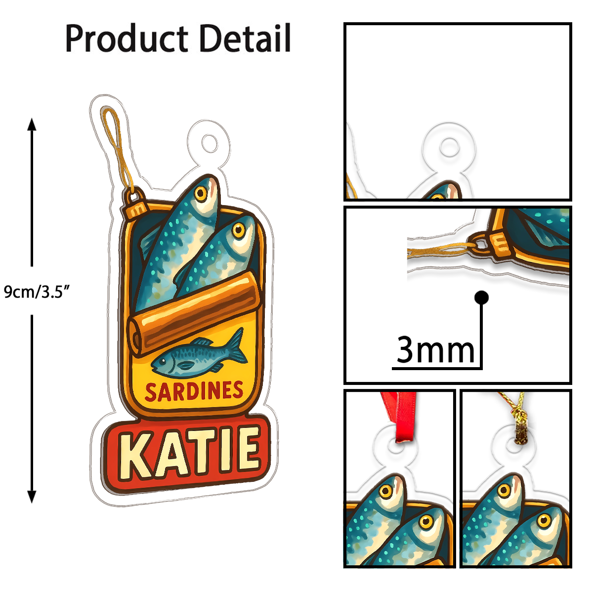 Personalized Tin of Sardines Ornament, Custom Funny Christmas Ornament, Food Lover Gift, Unique Keepsake