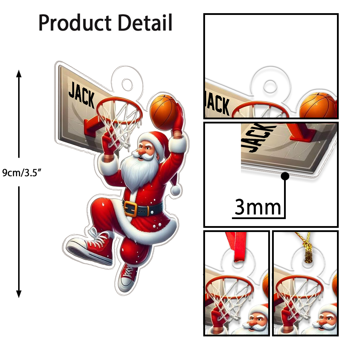 Custom Name BasketBall Player Santa Favorite Acrylic Ornament Christmas Gift