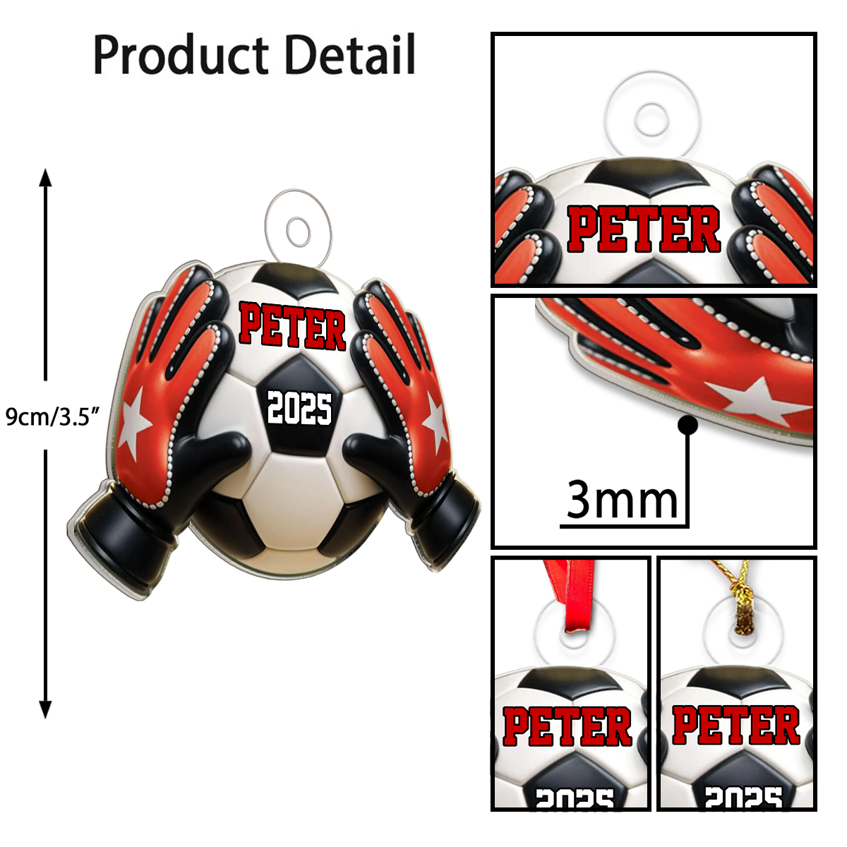 Custom Name Goalkeeper Soccer Acrylic Ornament Christmas Gift