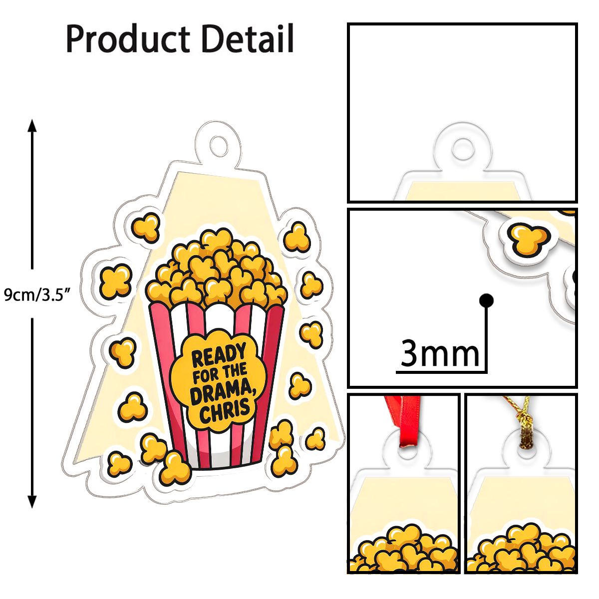 Funny Popcorn Ready For The Drama Ornament, Personalized Custom Christmas Ornament, Gift for Friends, Drama Holiday Keepsake