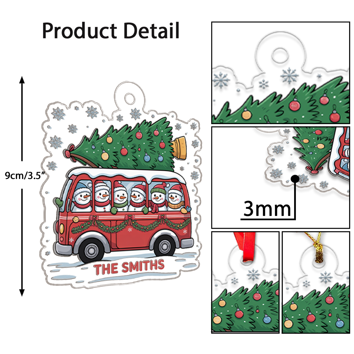 Christmas Tree And Snowmen - Personalized Ornament2