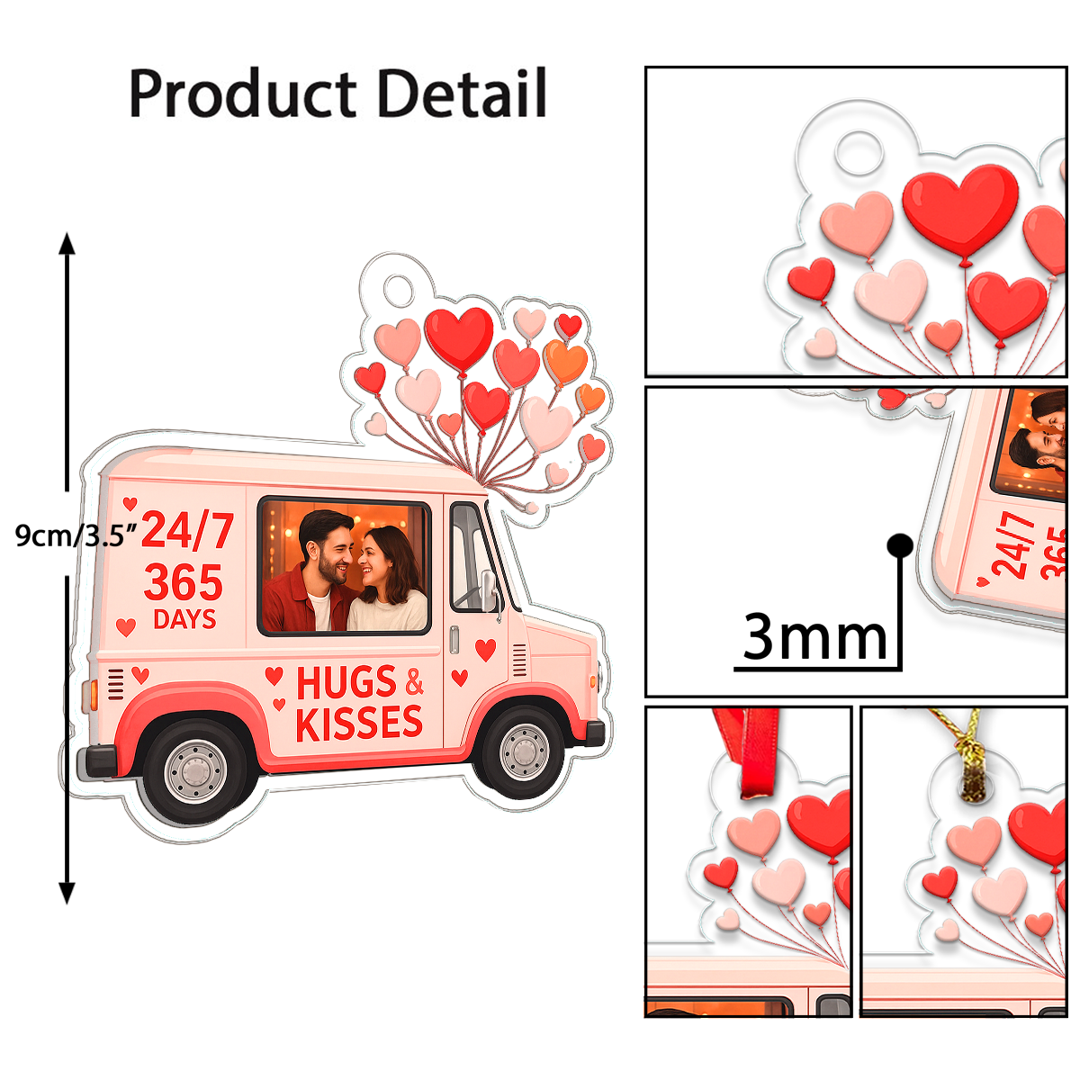 Custom Photo Love Car Couple Ornament, Personalized Romantic Ornament, Newlywed Gift, Wedding Anniversary Ornament, Holiday Keepsake