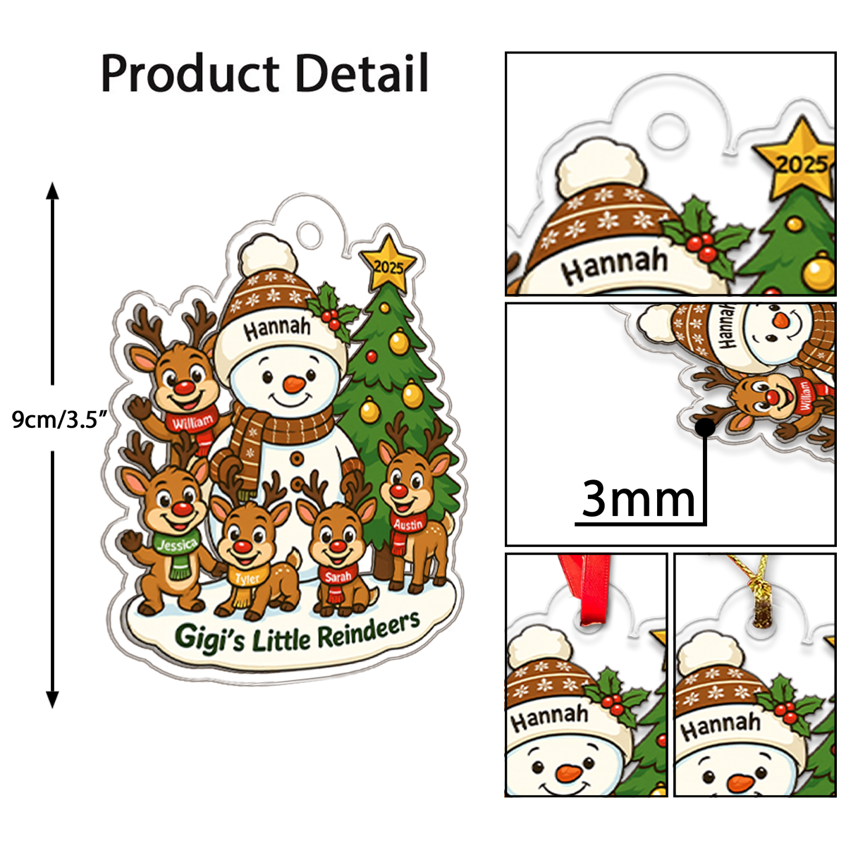 Grandma's Little Reindeers - Personalized Acrylic Flat Ornament