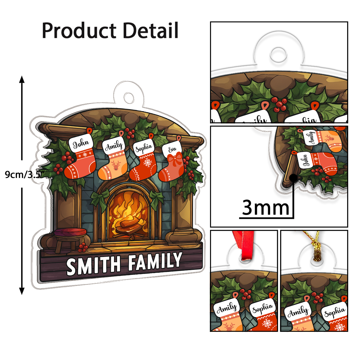 Custom Name Family Christmas Fireplace