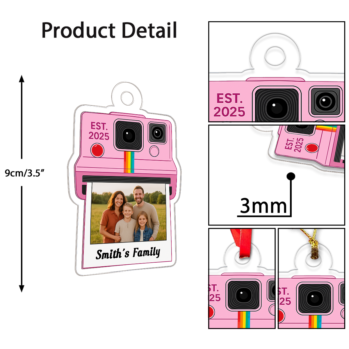 Custom Photo Family Instant Camera Ornament, Personalized Picture Christmas Ornament, Polaroid Keepsake, Holiday Decoration Gift