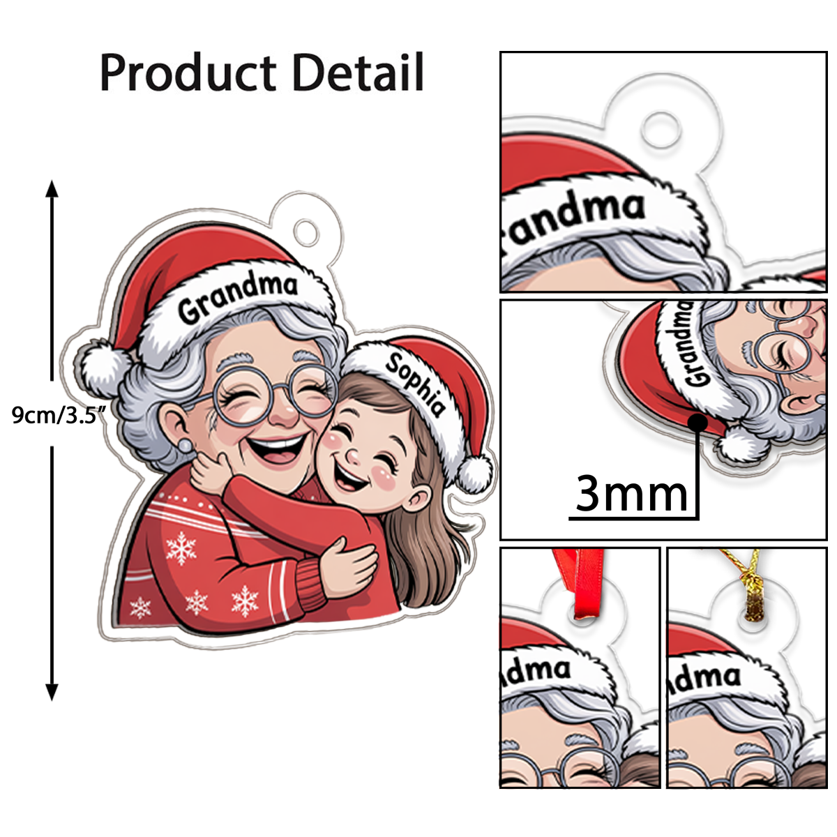 Personalized Grandma And Grandkid Christmas Ornament