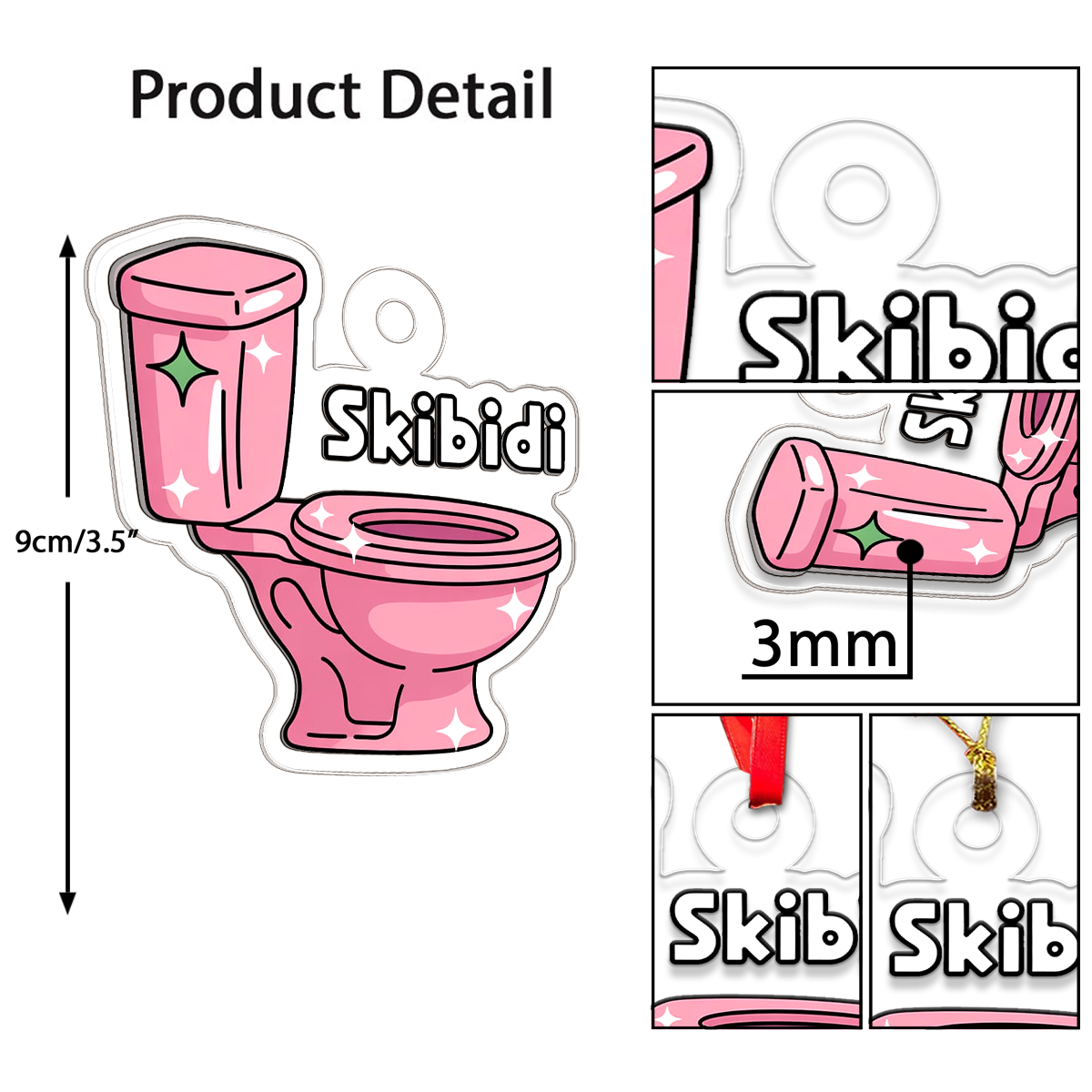 Funny Skibidi Toilet Acrylic Ornament, Toilet Christmas Ornament, Meme Ornament, Gag Gift for Teen Kids, Holiday Decoration