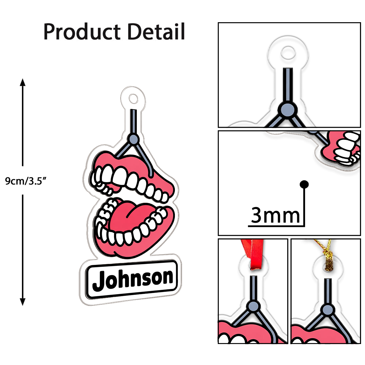Personalized Open Mouth Dental Ornament, Custom Dentist Christmas Ornament, Orthodontic Braces Gift, Dental Ornament, Funny Tooth Decoration