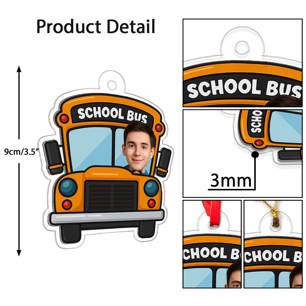 Custom Photo Drive School Bus Ornament, Personalized Bus Driver Christmas Ornament, Yellow Bus Ornament, Holiday Keepsake
