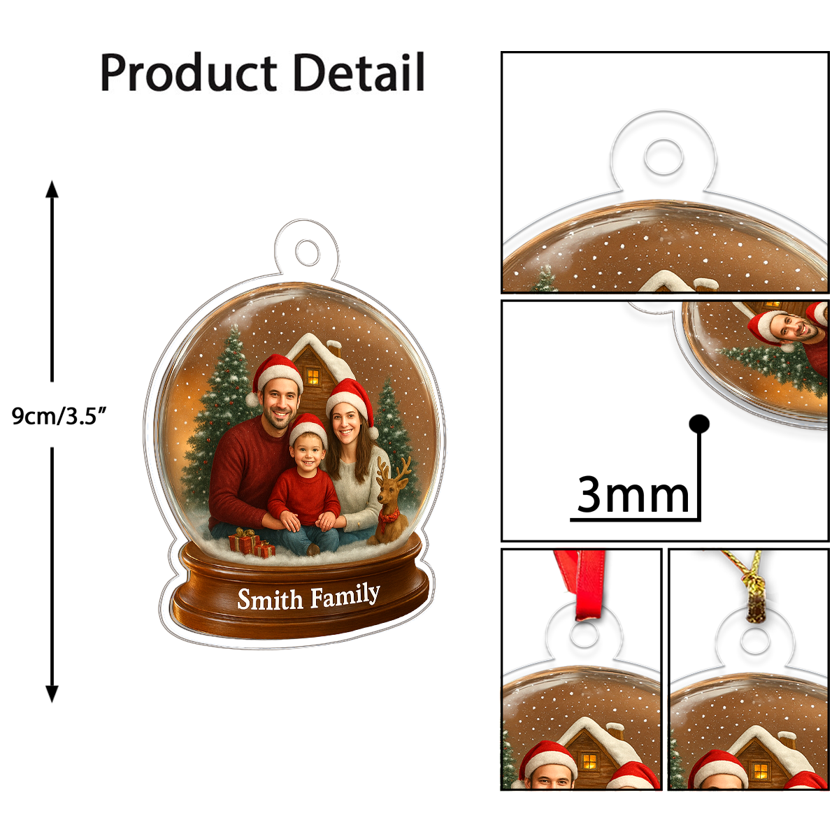 Custom Photo Family Christmas Snow Globe Ornament, Personalized Picture Ornament, Holiday Keepsake Gift, Unique Family Decoration