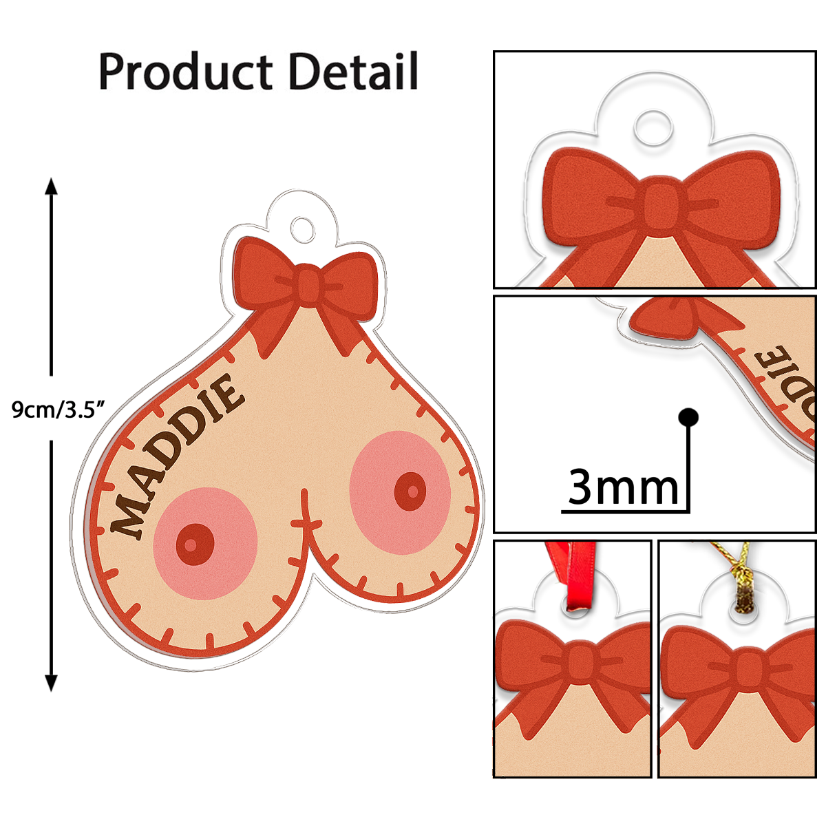 Personalized Jingle Boobs Ornament, Funny Inappropriate Christmas Ornament, Adult Ornament, Gift for Friend Couple, Holiday Joke Decoration
