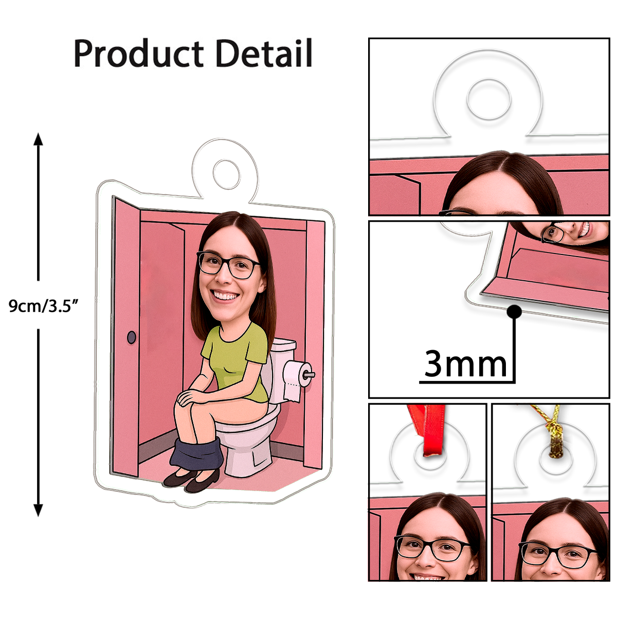 Custom Photo Woman in Toilet Ornament, Personalized Funny Christmas Ornament, Adult Humor Gag Gift, Unique Xmas Keepsake
