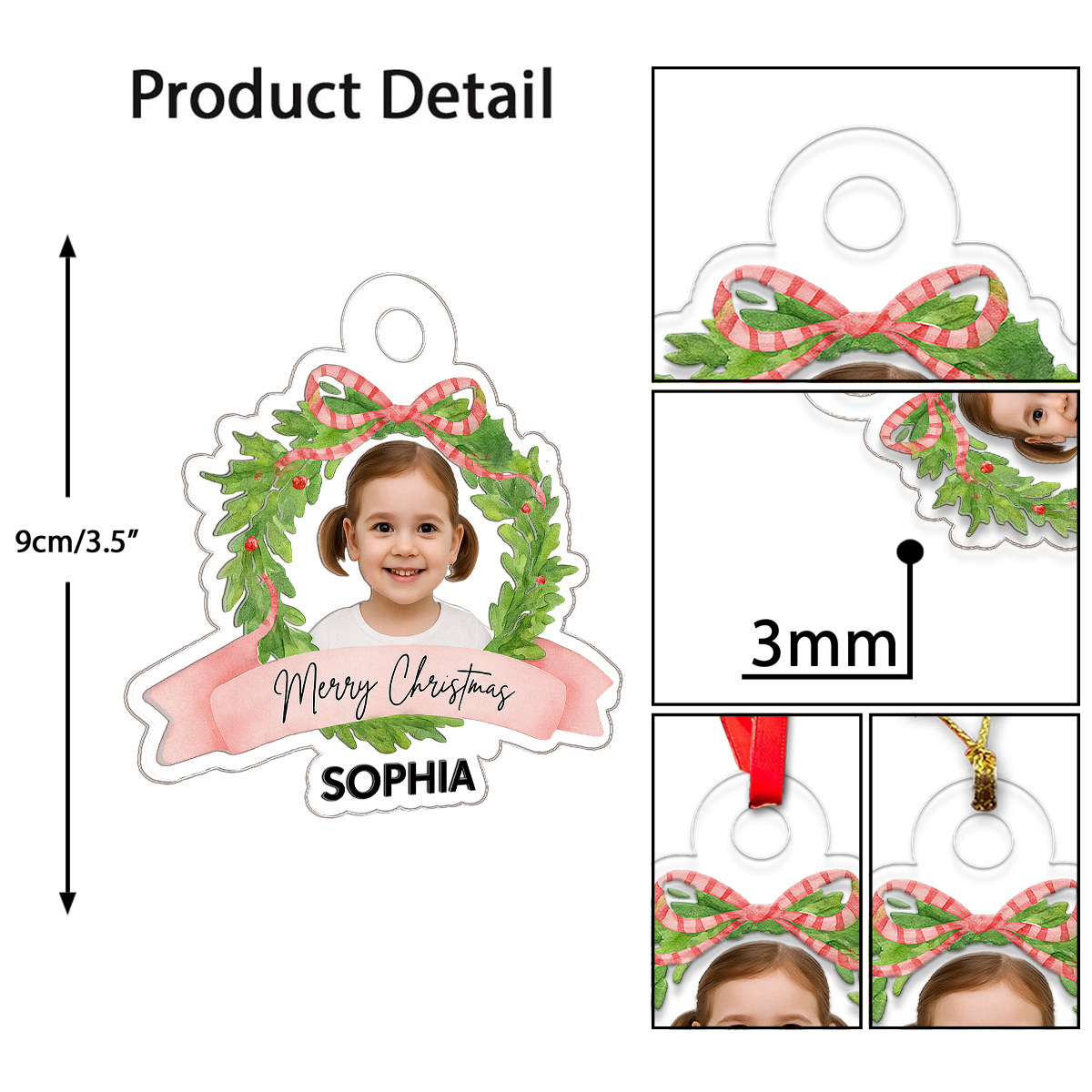 Custom Photo Baby Portrait Christmas Ornament, Personalized Baby First Christmas Ornament, Newborn Keepsake, Family Holiday Decoration Gift