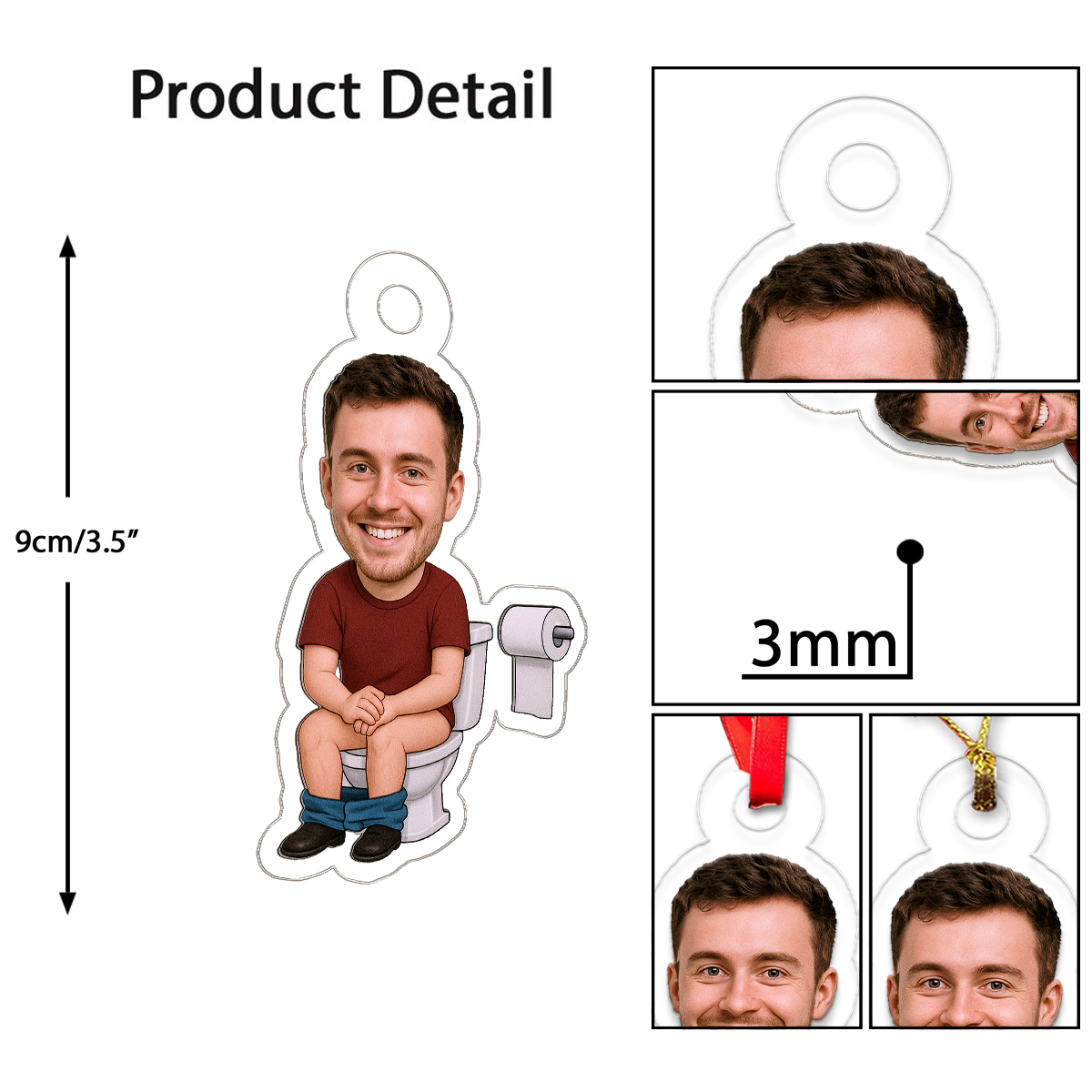 Custom Photo Man in the Toilet Ornament, Personalized Funny Christmas Ornament, Humor Keepsake, Unique Xmas Ornament