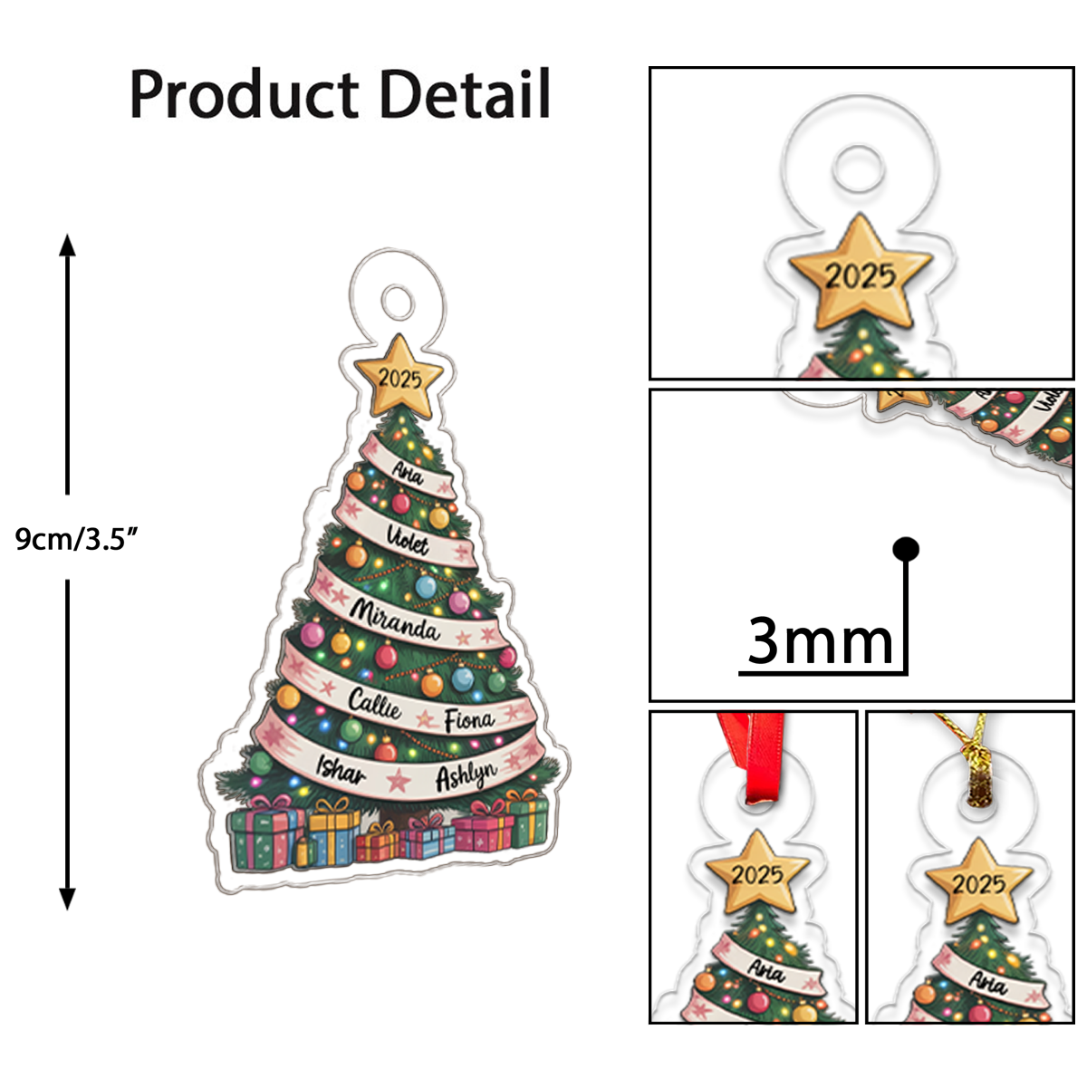 Our Family Christmas Tree, Cherished Memories - Personalized Custom Ornament - Gift for Family3