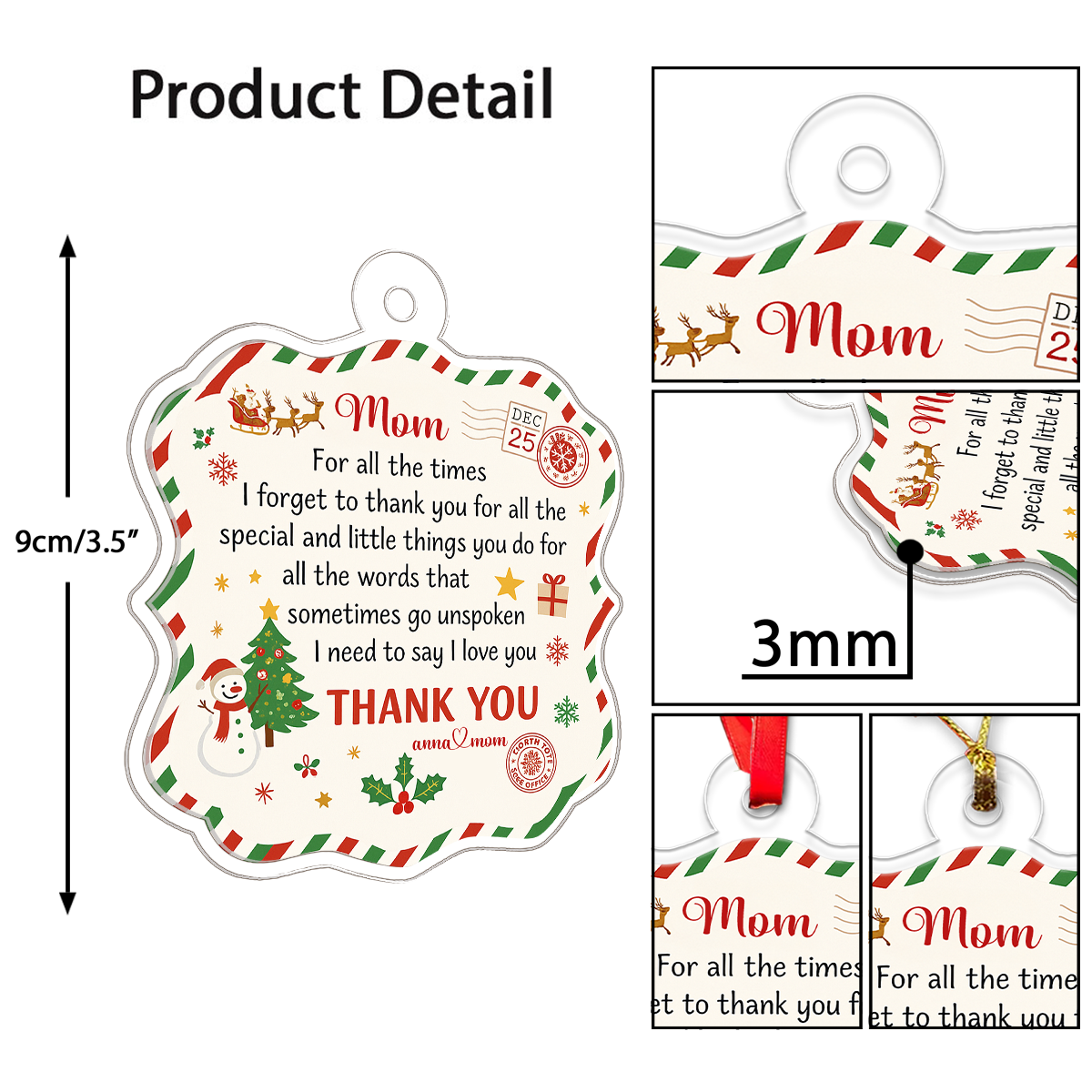 Custom Name Letter Dear Mom Xmas