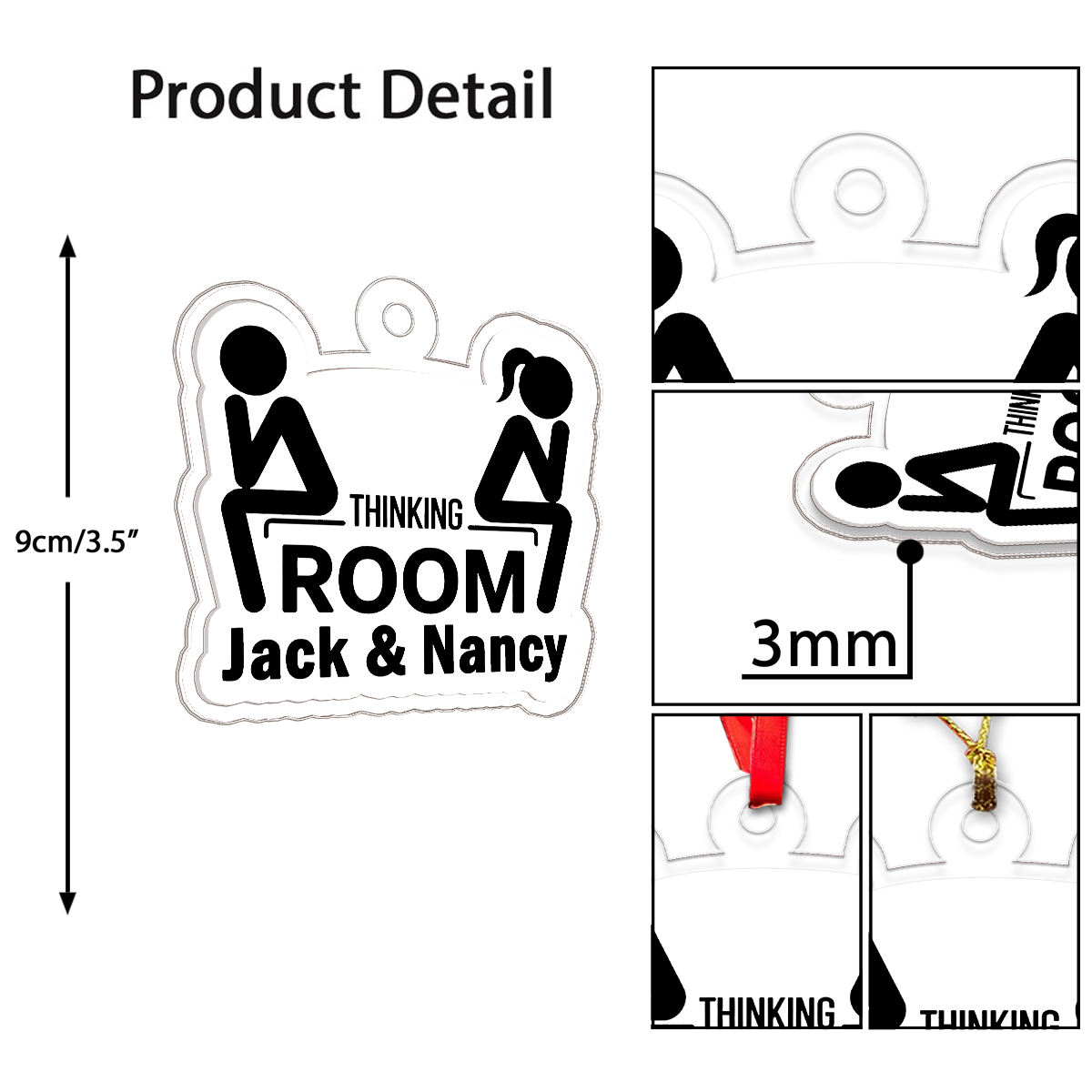 Personalized WC Toilet Thinking Room Ornament, Custom Funny Bathroom Christmas Ornament, Adult Humor Ornament, Holiday Decoration