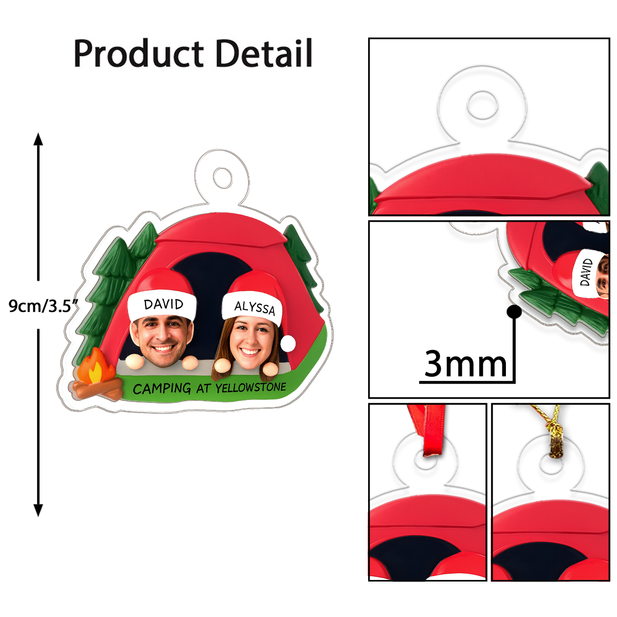 Personalized Couple Camping Christmas Ornament, Custom Outdoor Ornament, Camper Gift, Hiking Adventure Ornament, Romantic Holiday Keepsake