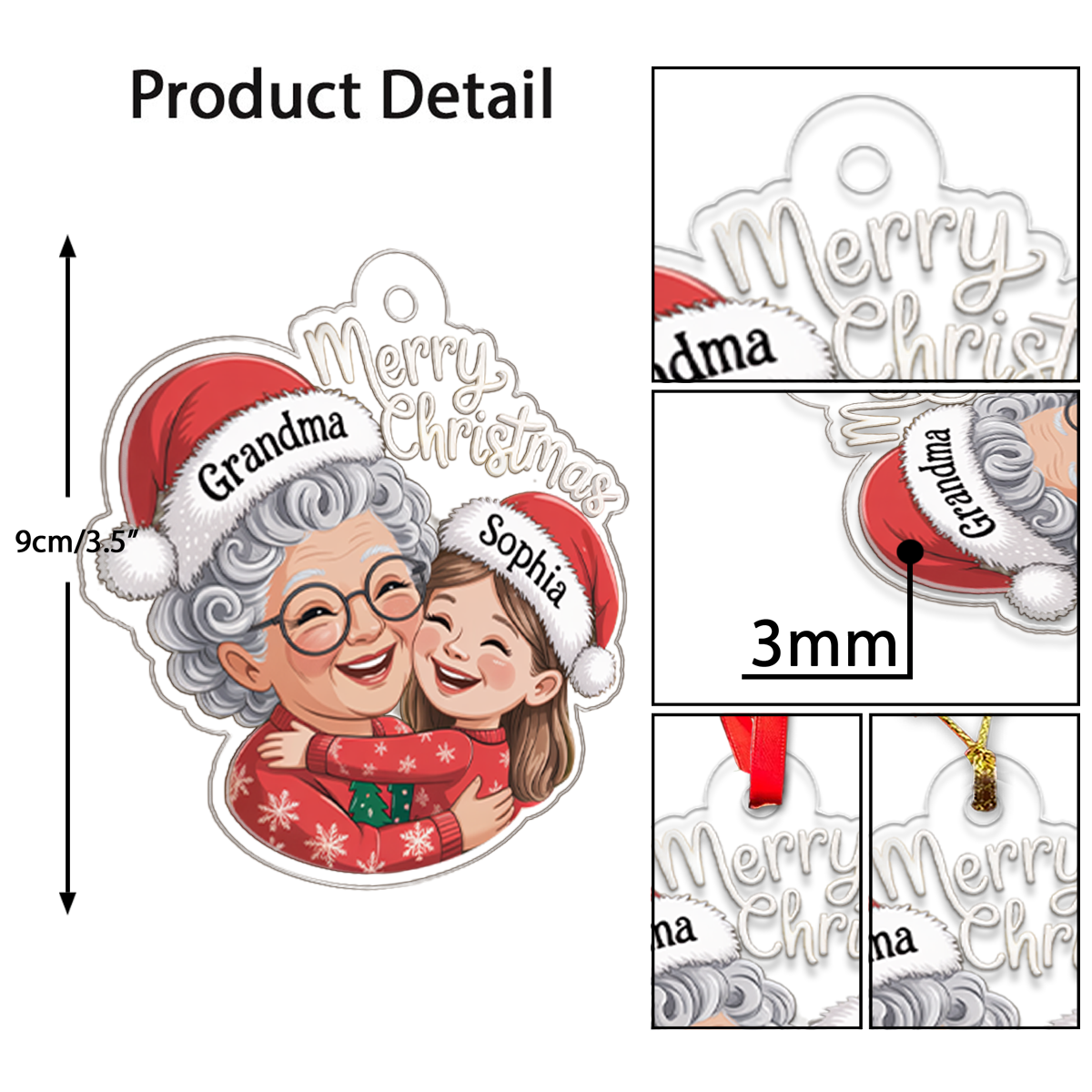 Personalized Grandma And Grandkid Christmas Ornament2