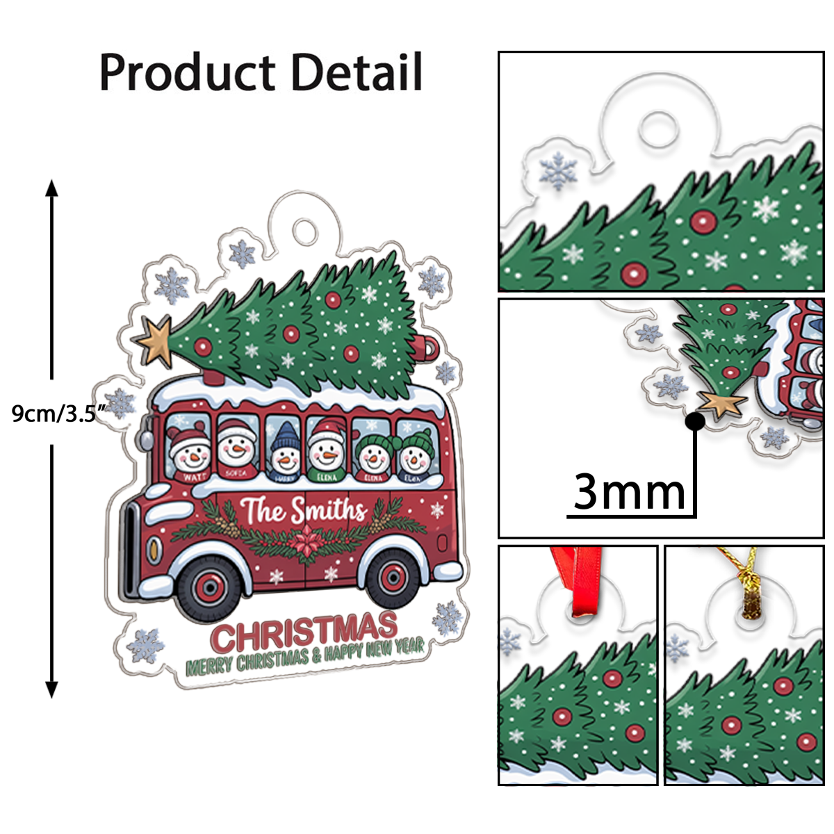 Christmas Tree And Snowmen - Personalized Ornament