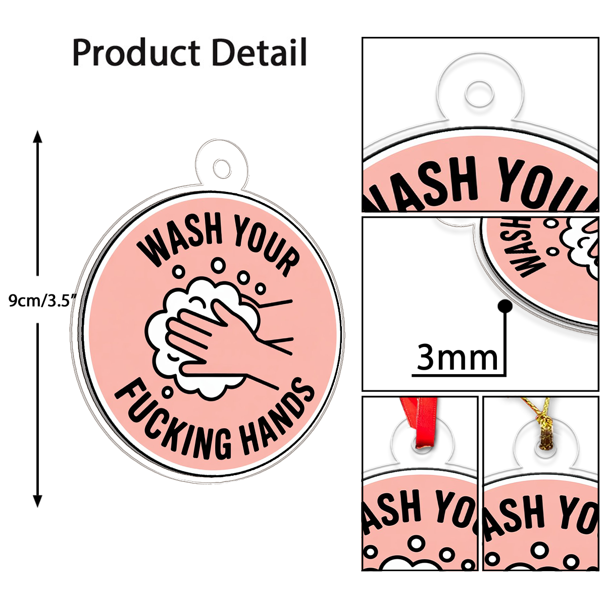 Funny Wash Your Hands Ornament, Christmas Ornament, Bathroom Humor Ornament, Adult Gag Gift, Holiday Joke Decoration