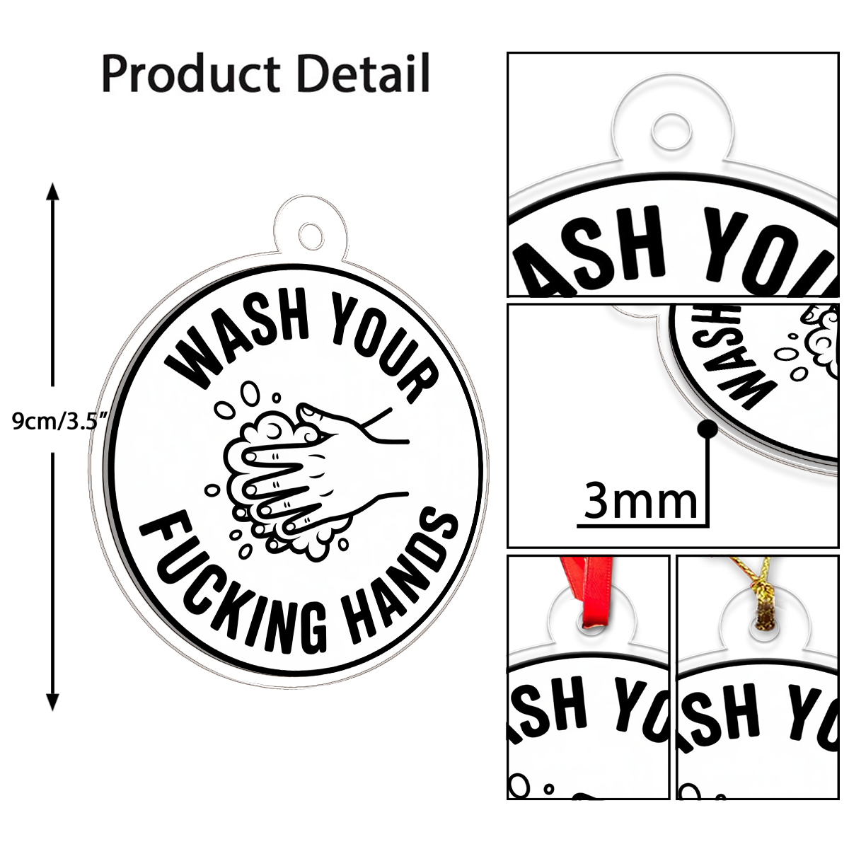Wash Your Funny Hands Ornament, Bathroom Humor Christmas Ornament, Gag Gift, Naughty Adult Ornament, Holiday Joke Decoration