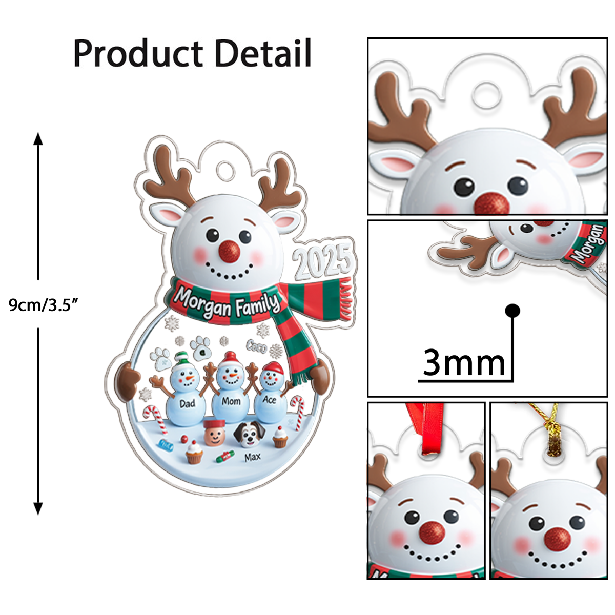 Personalized Snowman Family Ornament 2025
