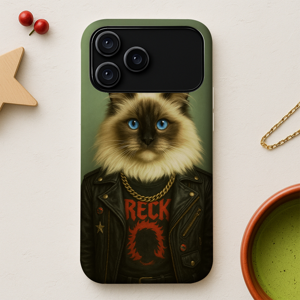 Custom Photo Rock n Roll Cat Phone Case _ Gift For Cat Lovers