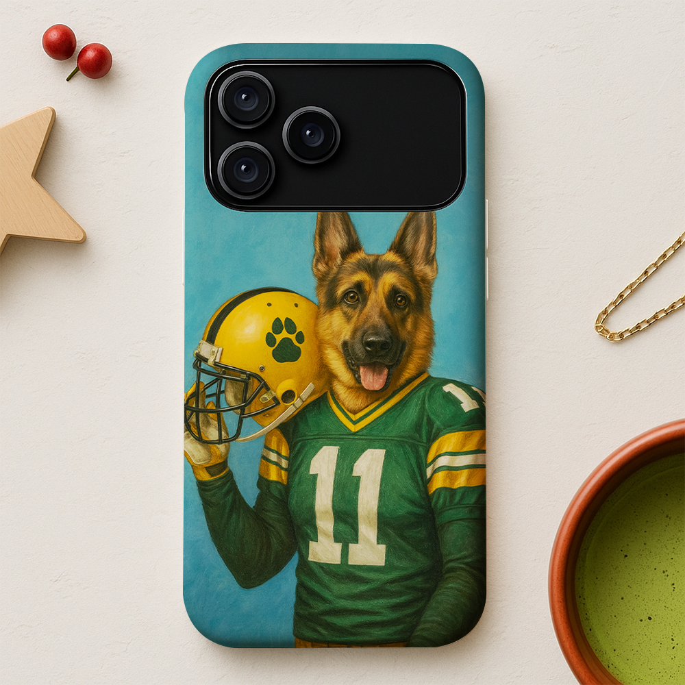 Custom Dog Photo Football Player Phone Case
