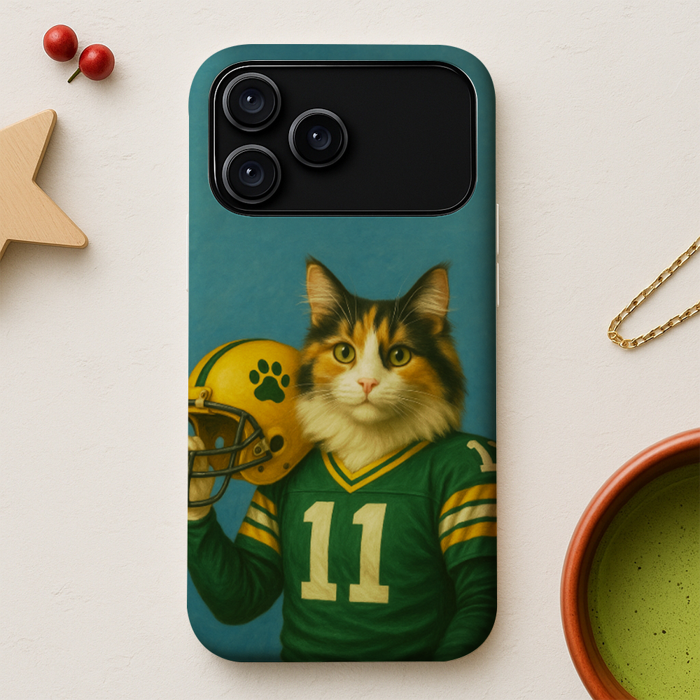 Custom Cat Photo Football Player Phone Case