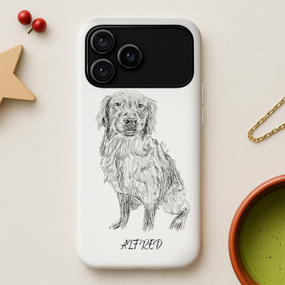 Custom Photo Pencil Sketch Dog Phone Case Gift For Dog Lovers