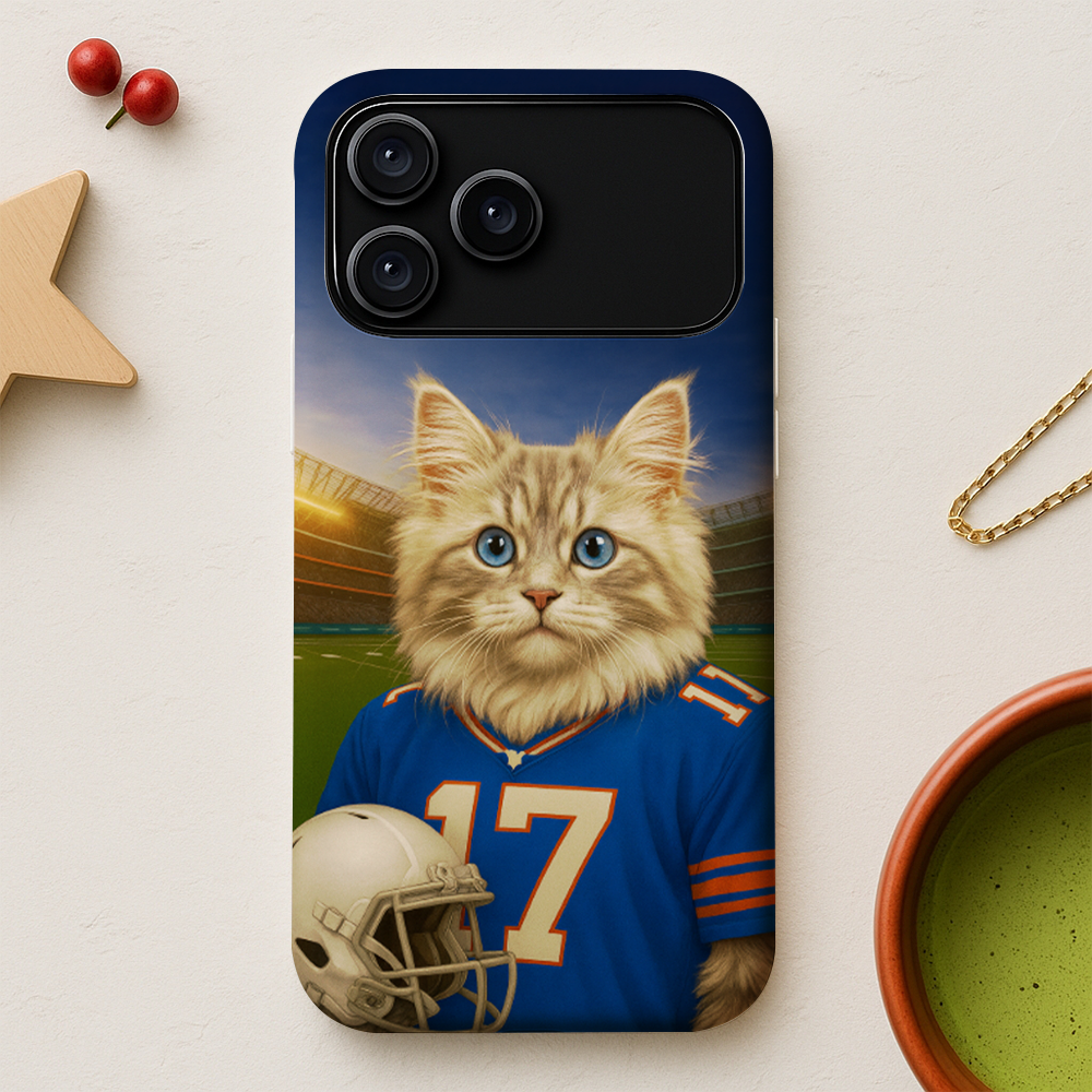 Custom Cat Photo Football Style Phone Case _ Gift For Cat Lovers