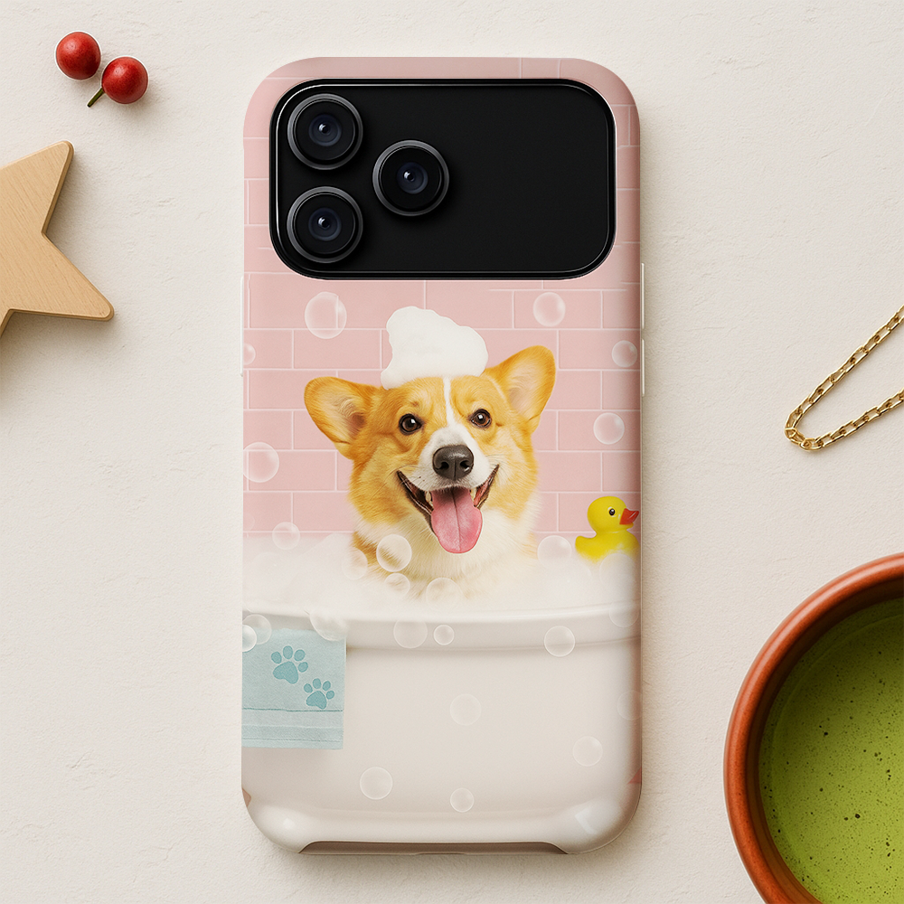 Custom Photo Dog In Bath Phone Case Gift For Dog Lovers