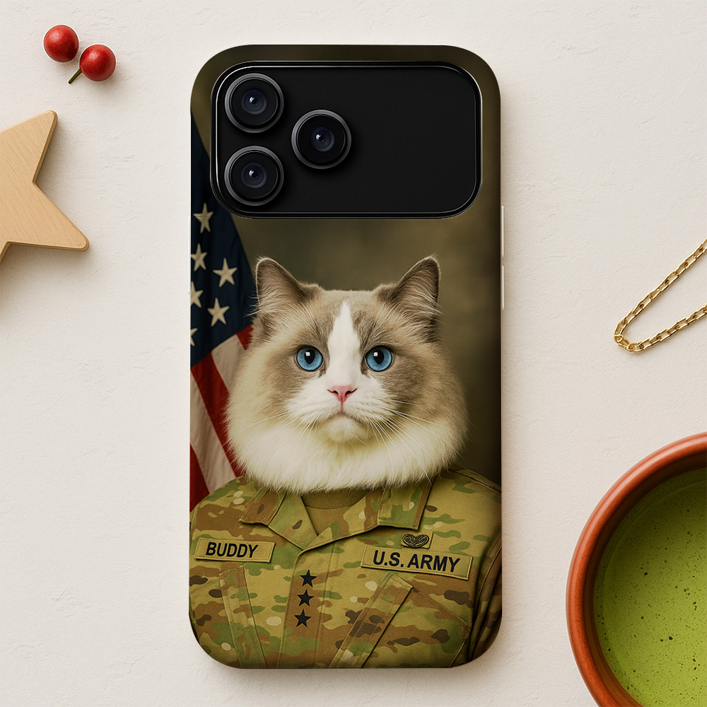 Custom Dog Photo Us Army Phone Case _ Gift For Dog Lovers