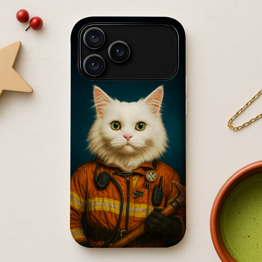 Custom Dog Photo Firefighter Phone Case _ Gift For Dog Lovers