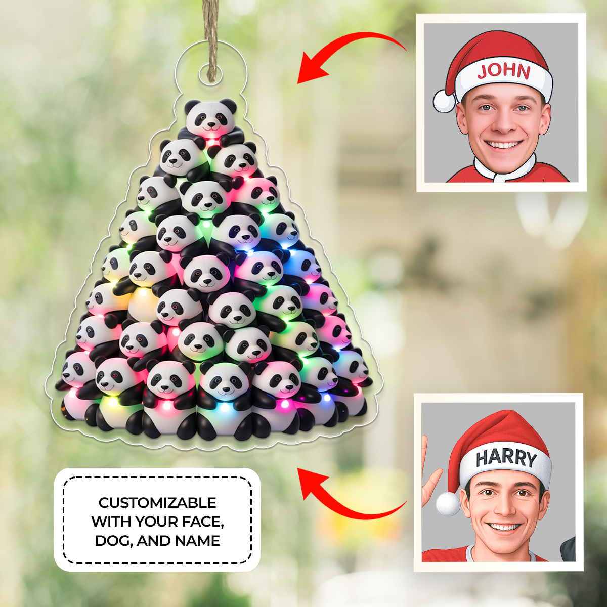 Panda Christmas Tree Shaped Ornament