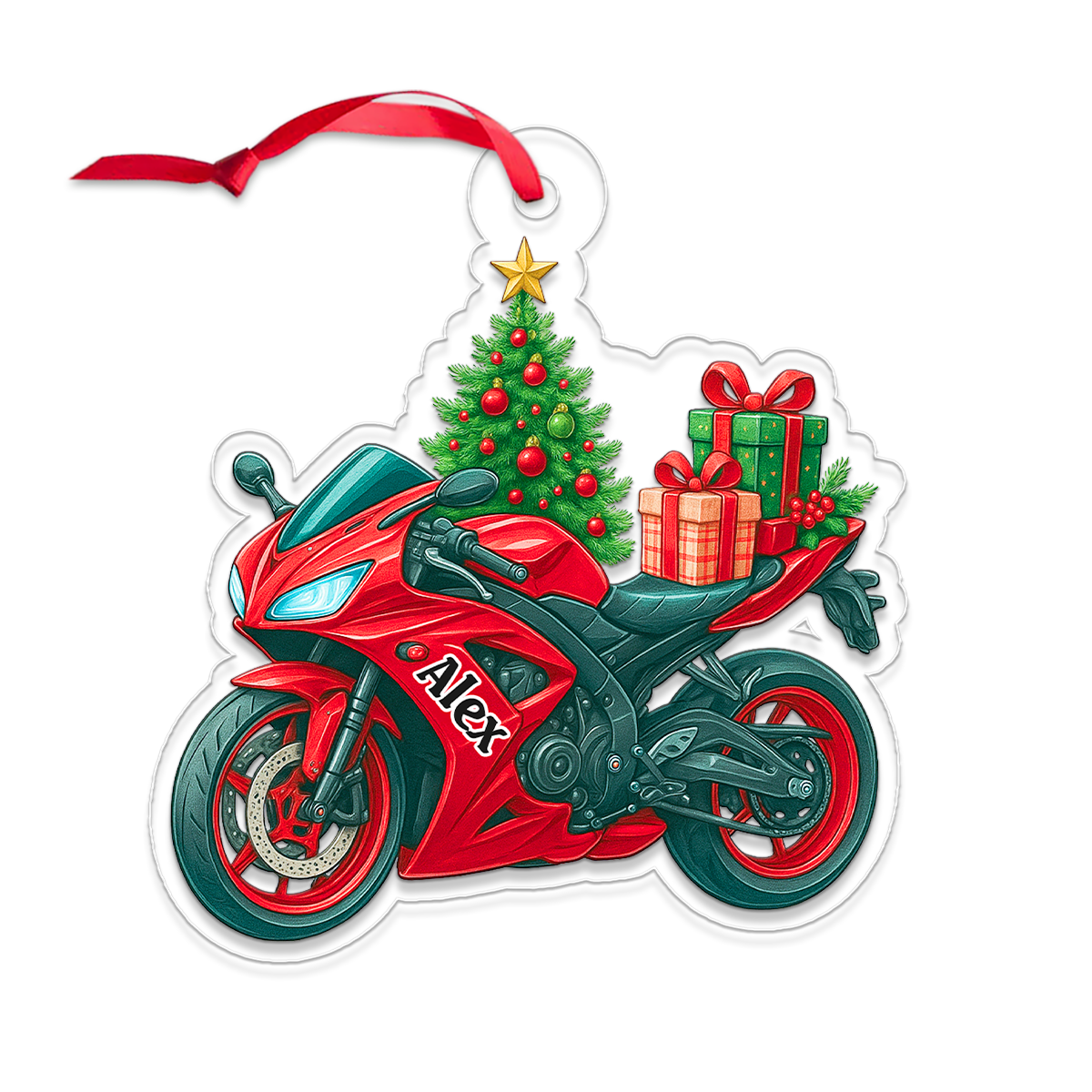 Custom Name Motorbike Xmas Tree