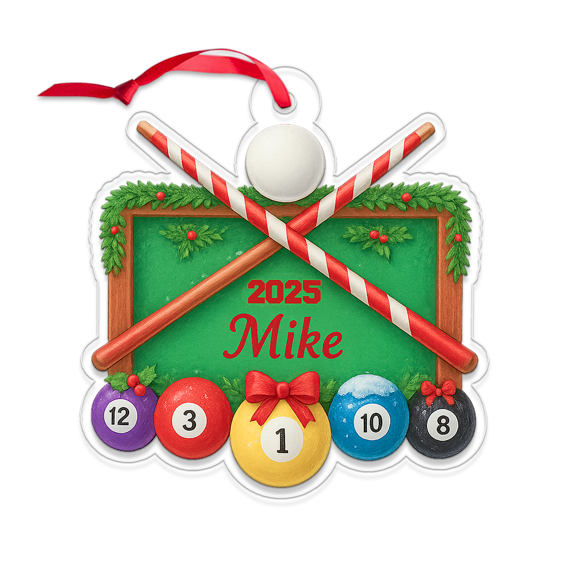 Custom Name Billiard Merry Christmas