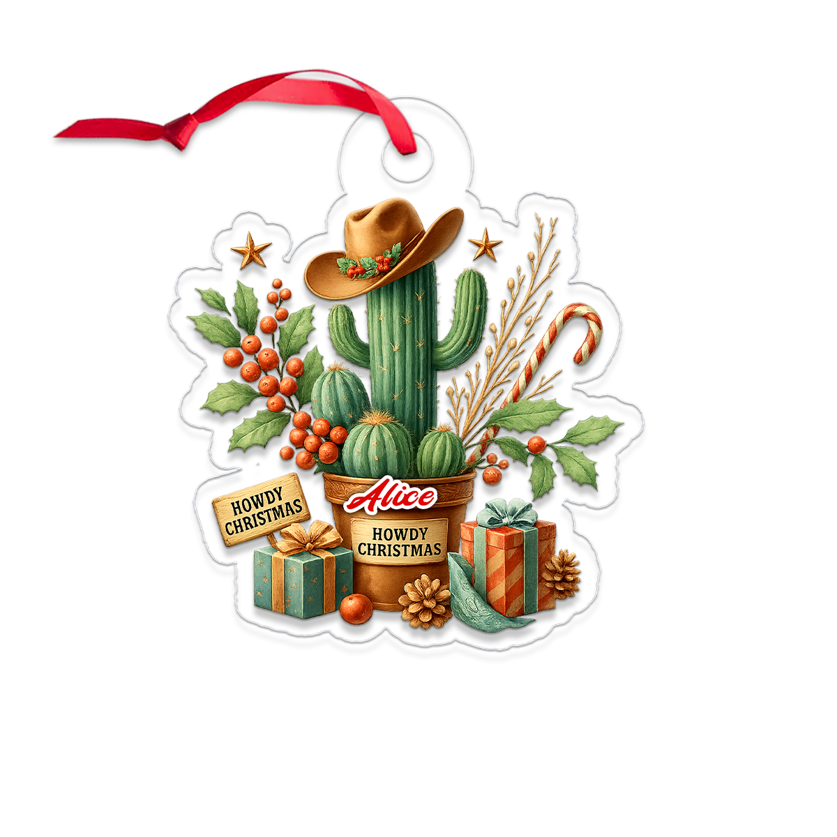 Custom Name Catus Howdy Christmas