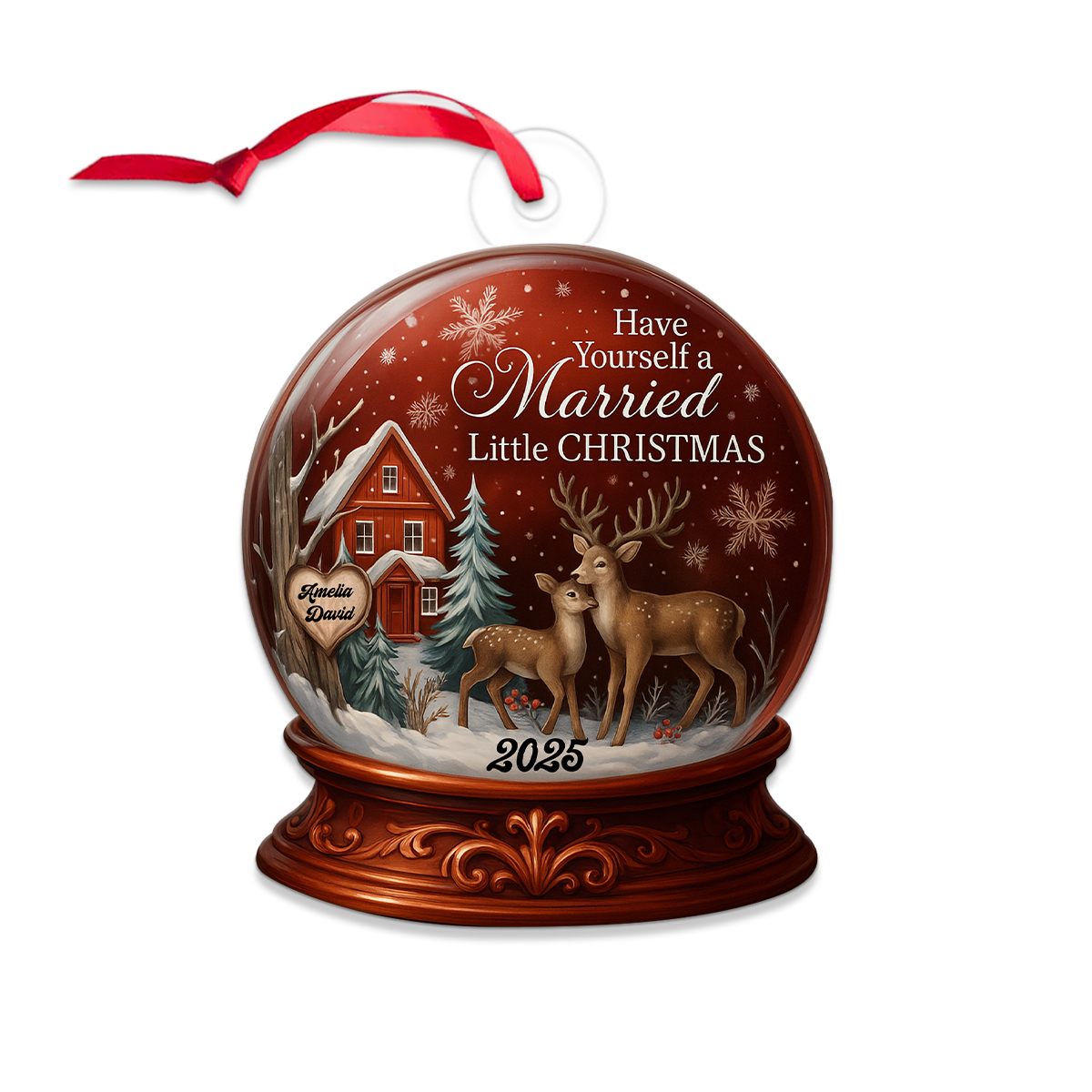 Custom Name Deer Couple Married Xmas