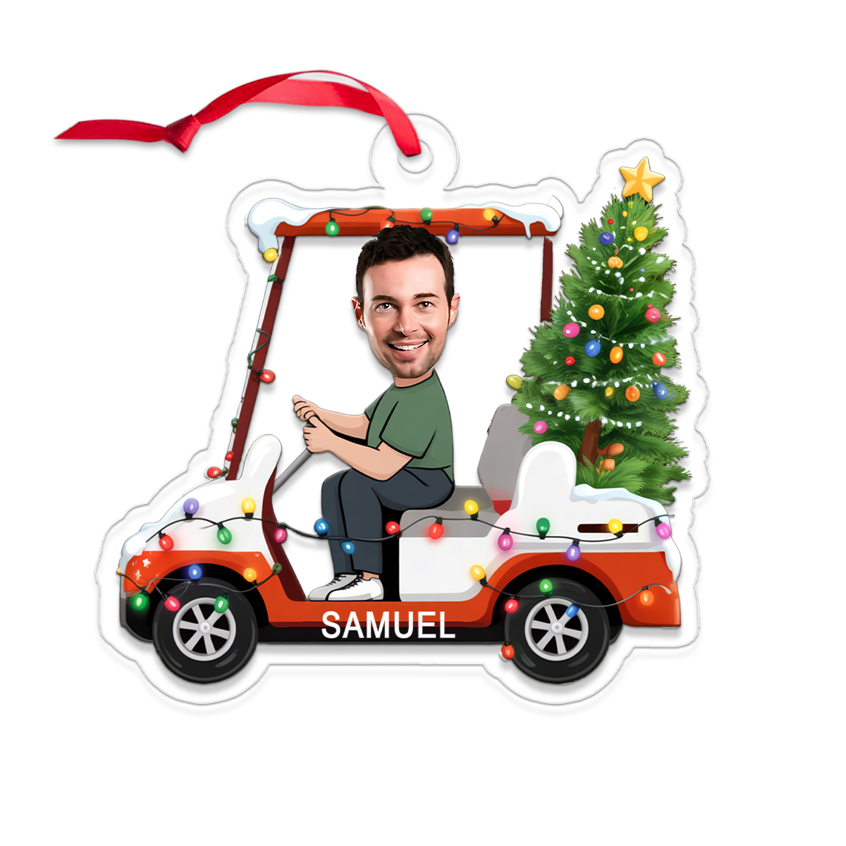 Custom Photo Golf Cart Xmas