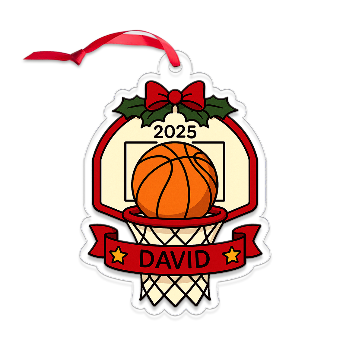 Custom Name Basketball Basket Christmas Acrylic Ornament Christmas Gift