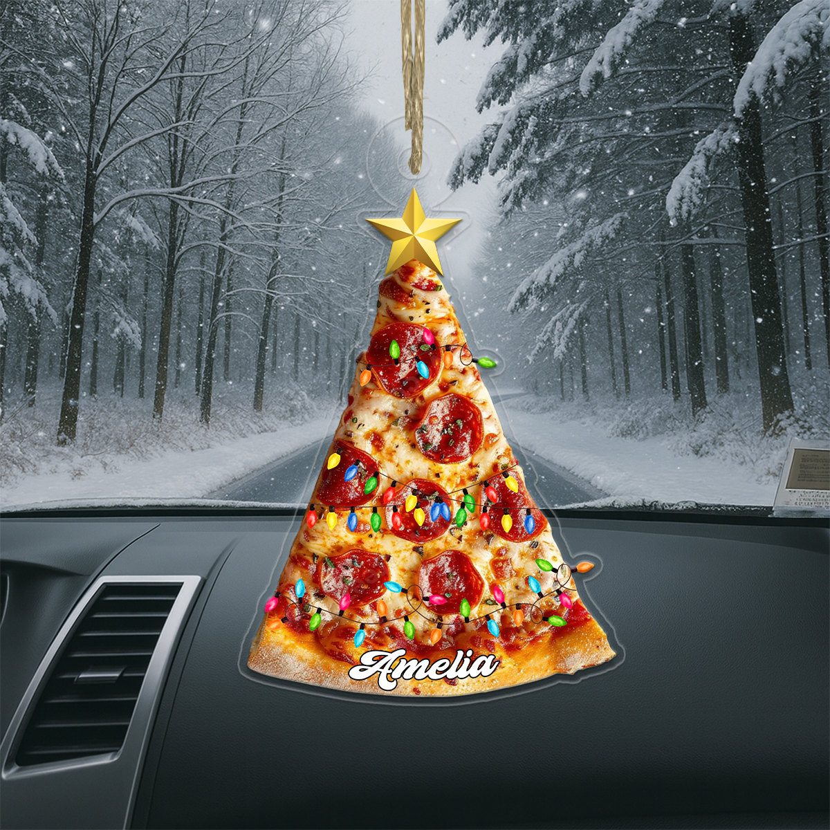 Custom Name Pizza Christmas Food Acrylic Ornament Christmas Gift