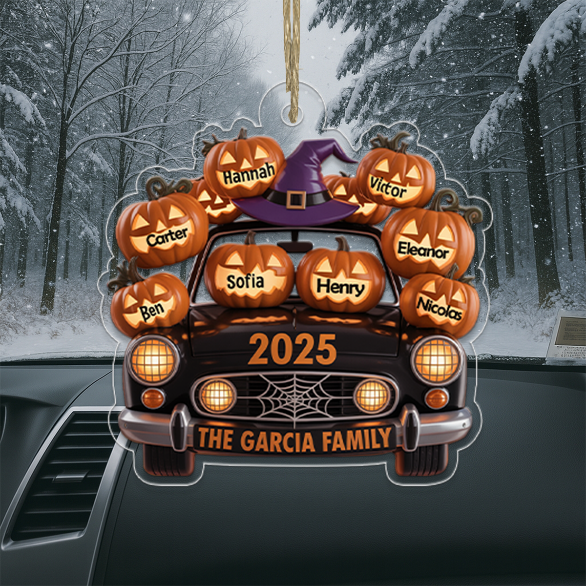 A Spooky Ride With Your Family Names, Pumpkins And Ghosts