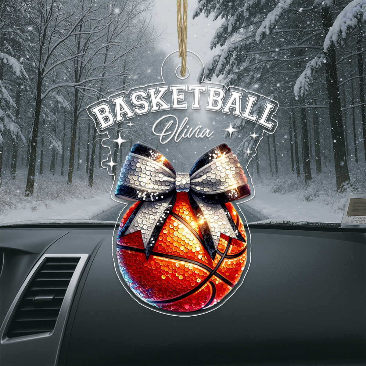 Custom Name Basketball Girl And Woman Acrylic Ornament Christmas Gift