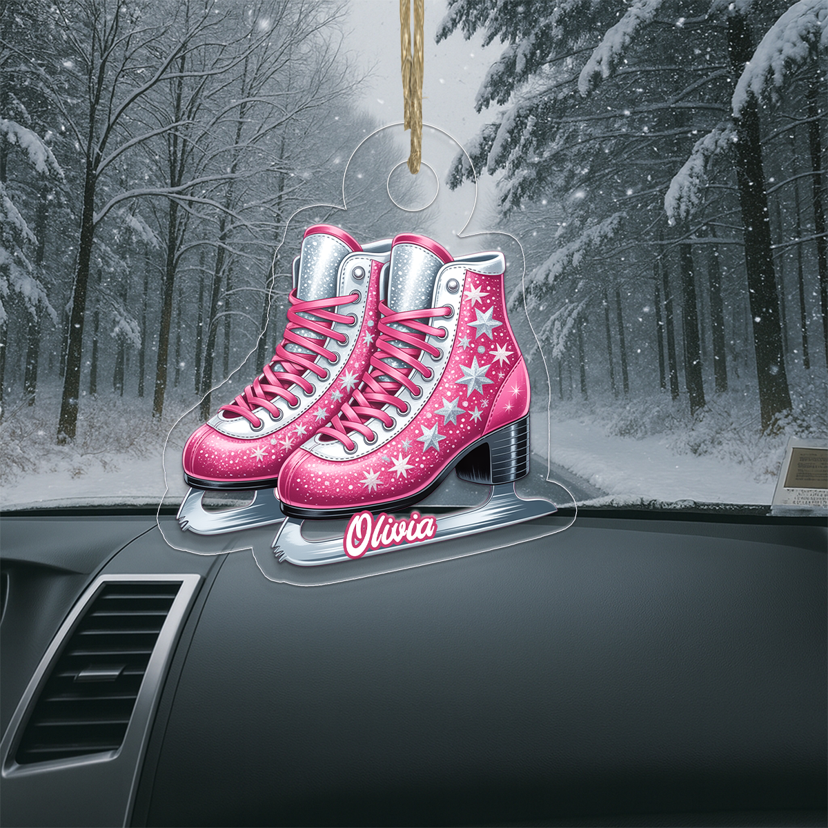 Custom Name Pink Ice Skating For Girl
