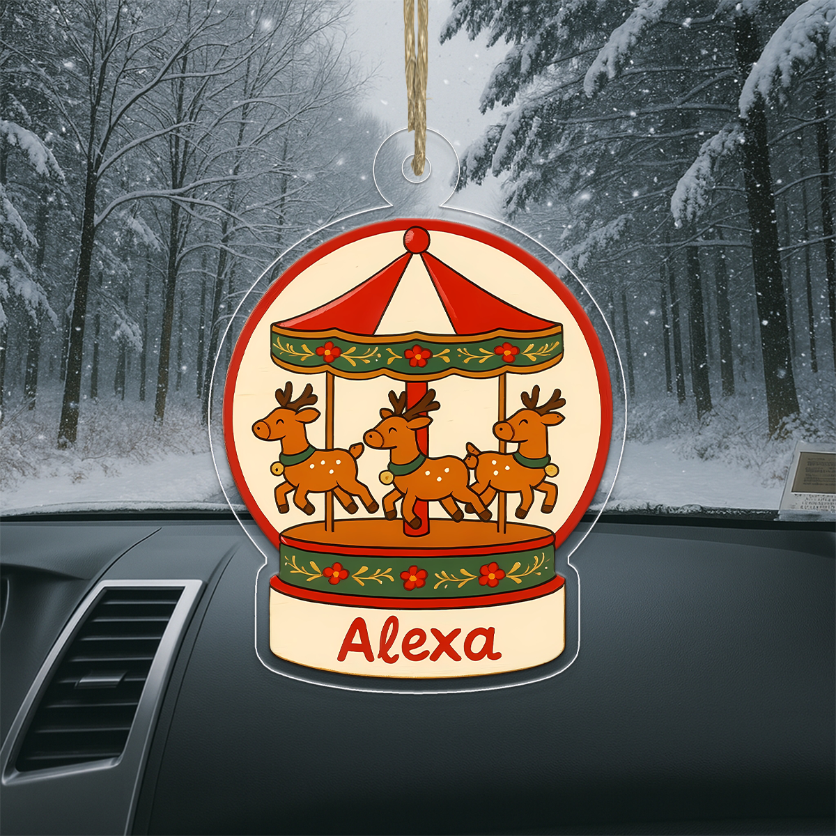 Personalized Reindeer Carousel Ornament, Custom Christmas Carousel Decoration, Holiday Reindeer Ornament, Winter Keepsake, Unique Xmas Gift