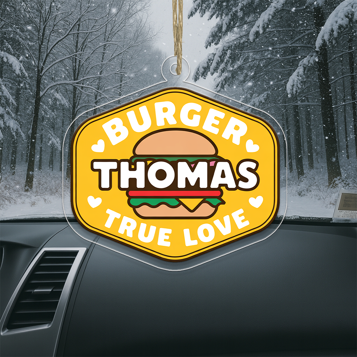 Personalized True Love with Hamburger Ornament, Funny Food Lover Gift, Custom Holiday Ornament, Hamburger Gift