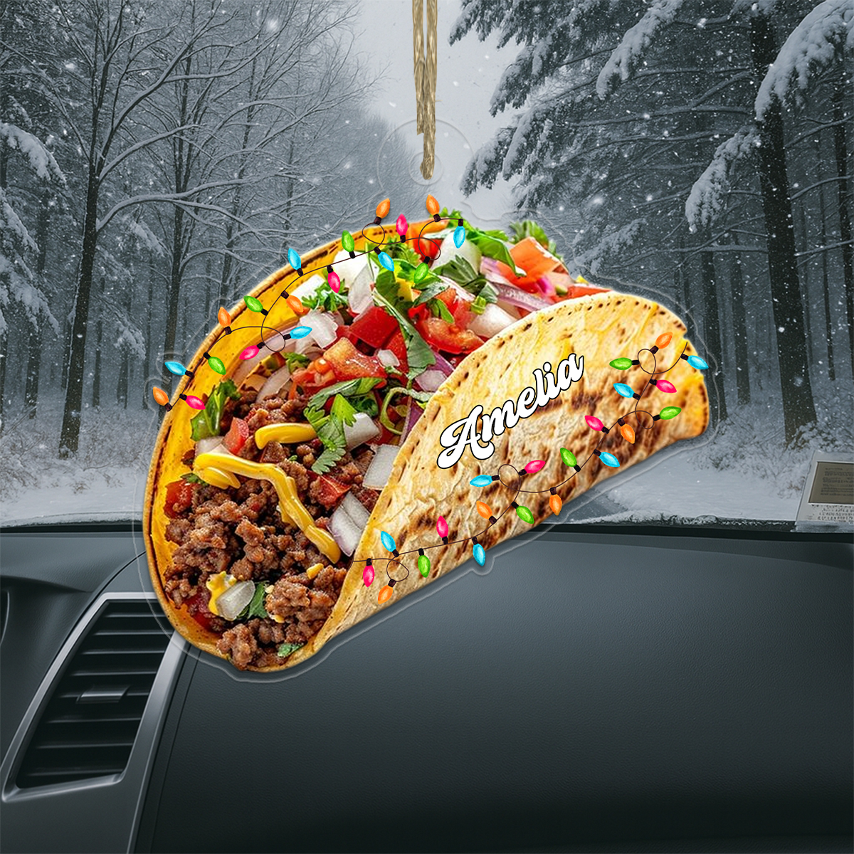 Custom Name Taco Food Lover Acrylic Ornament Christmas Gift