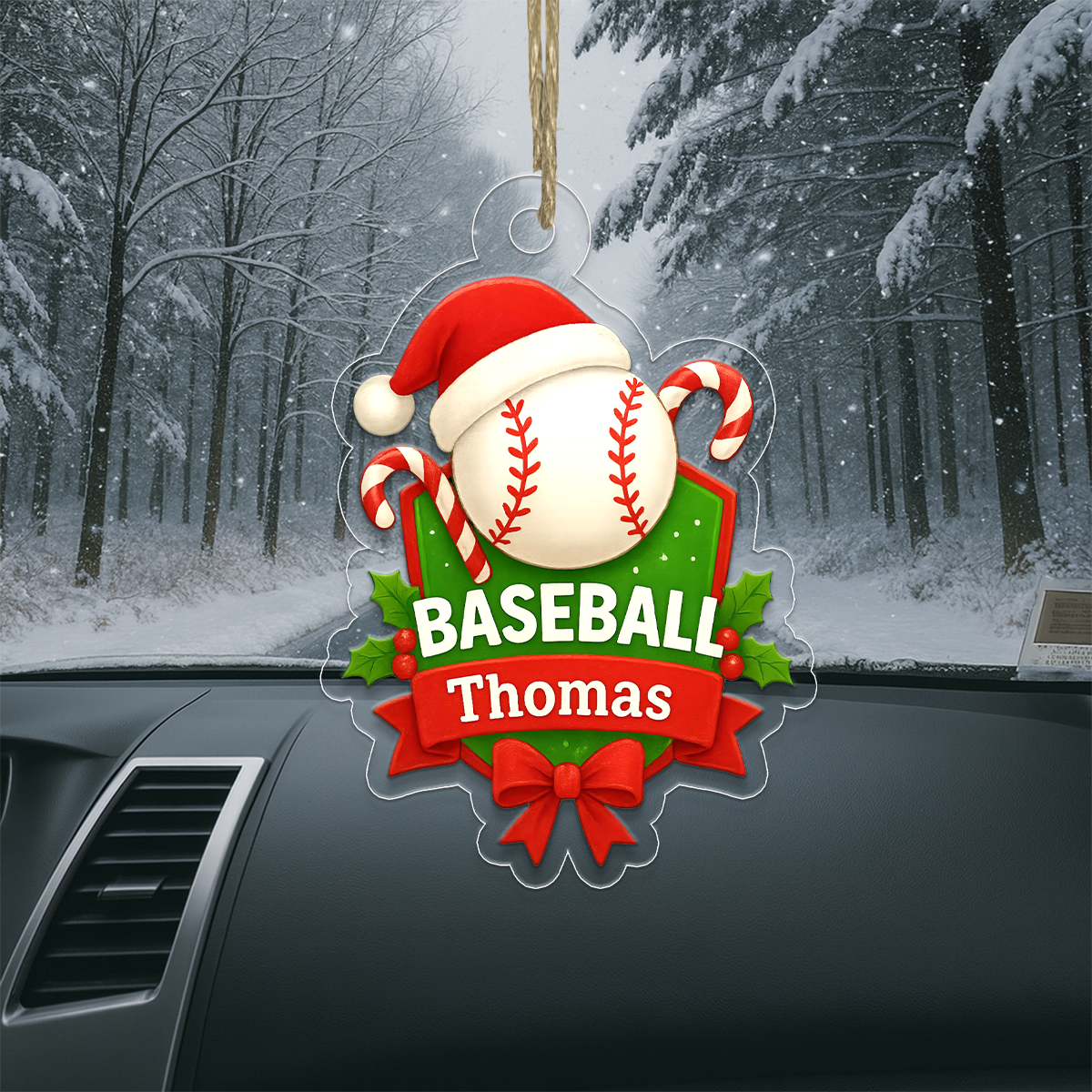 Custom Name Baseball Xmas Acrylic Ornament Christmas Gift